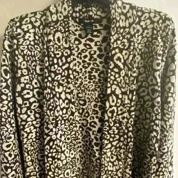 Style & CO. - Style &Co Leopard Print Knit Open Front Cardigan, Small - Picture 2 of 4